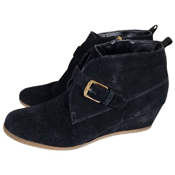 Franco Sarto Lamerosa Women’s Ankle Boots Monk Strap Black Suede, Size 8.5 - Picture 1 of 16
